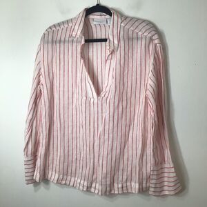 Martha Stewart Linen Shirt with Red Stripes women medium